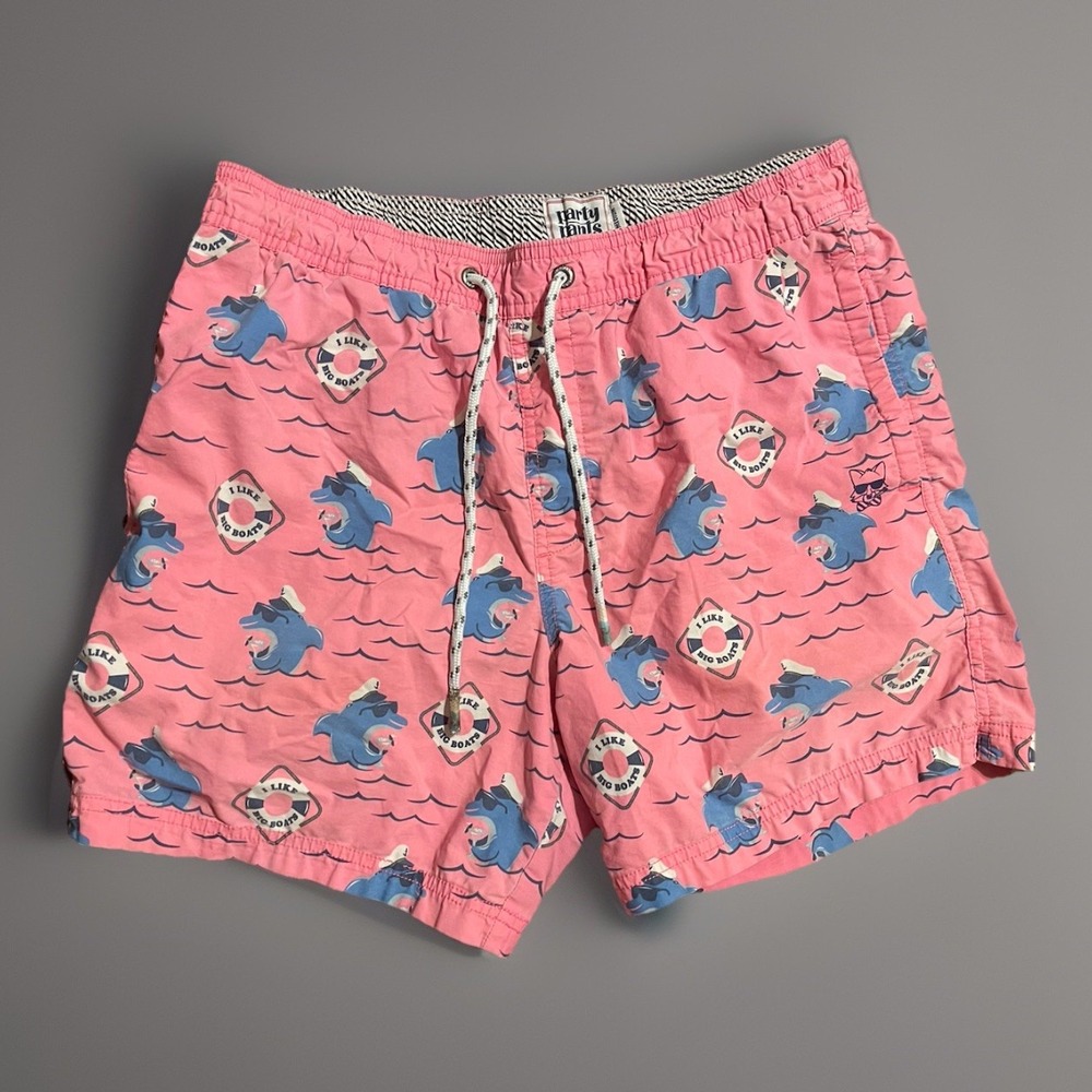 Party Pants Men's Swim Pink Dolphin Trunks Medium